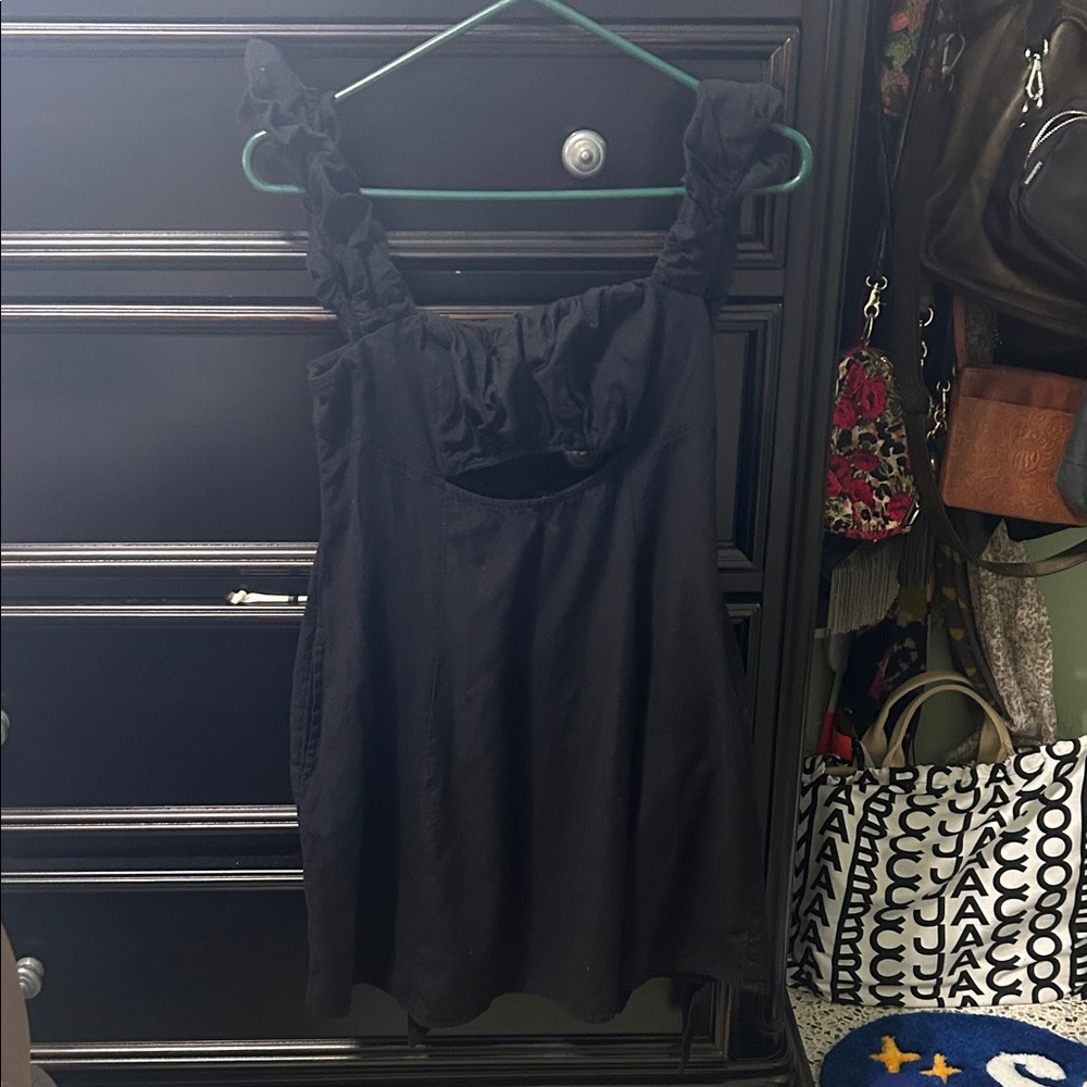 Free People Black Smocked Detail Dress